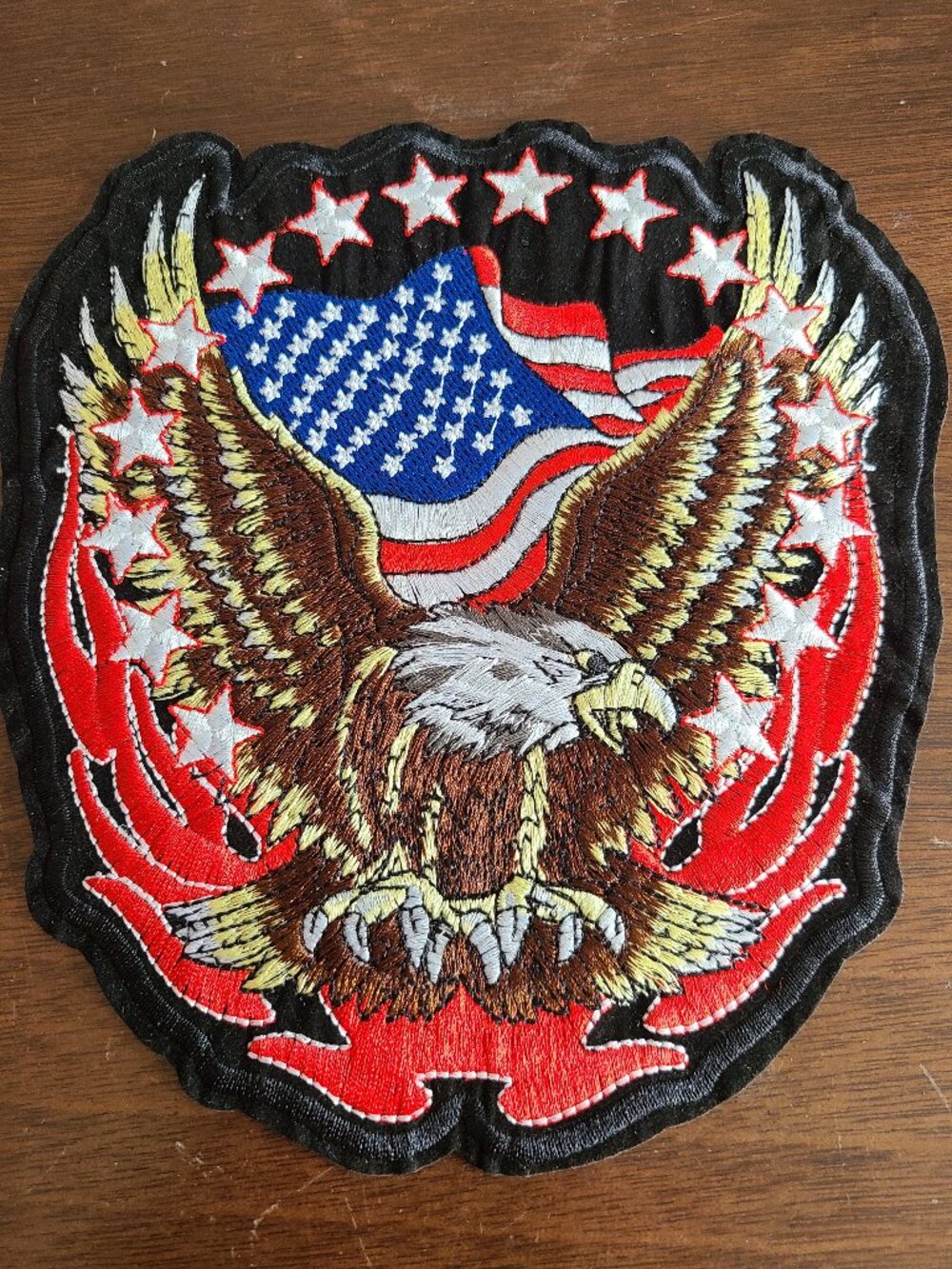 Large American Eagle USA Flag Stars Embroidered Biker Back Patch NEW